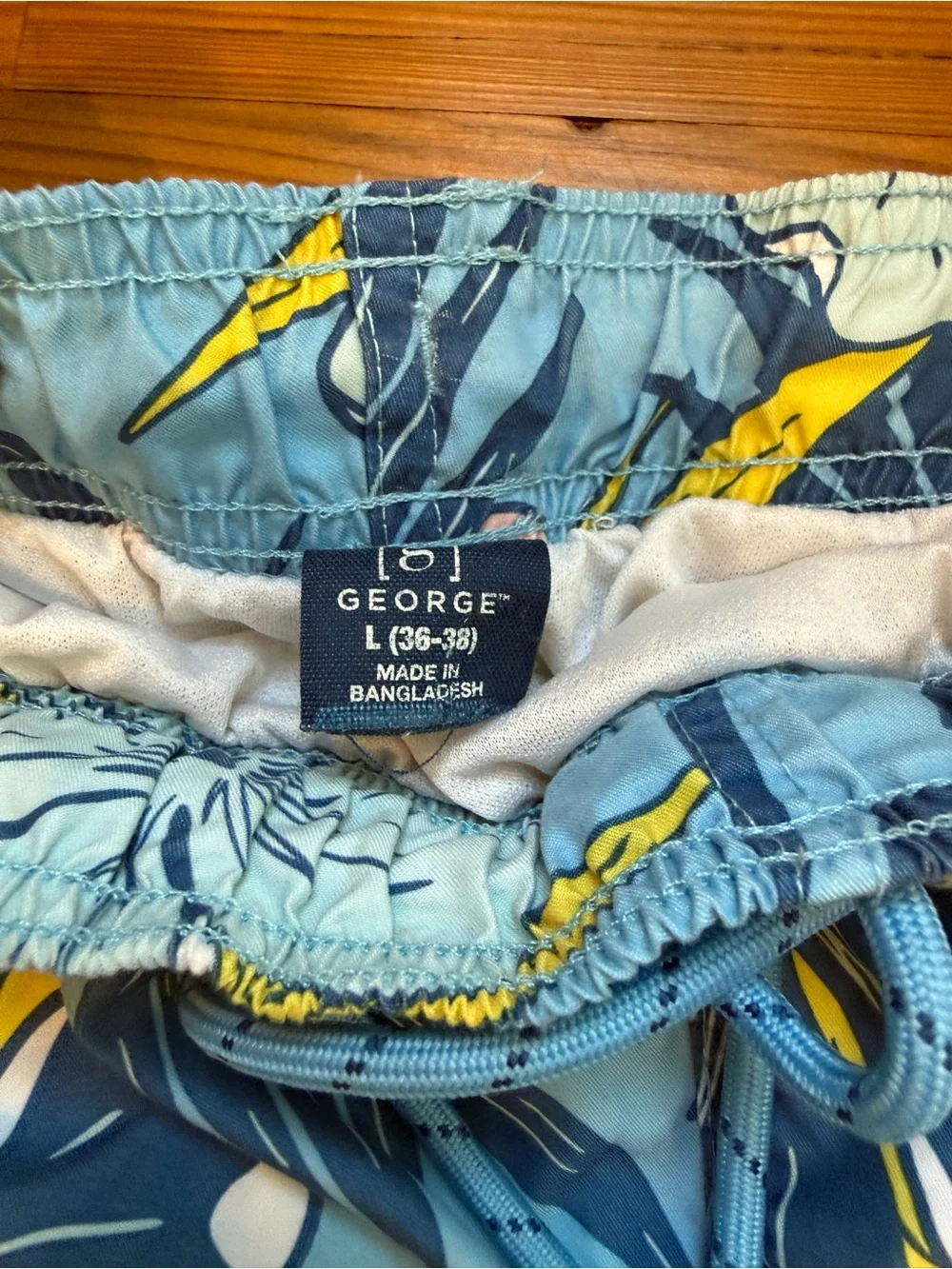 George Light Blue Floral Swim Shorts with Yellow & Pink Accents